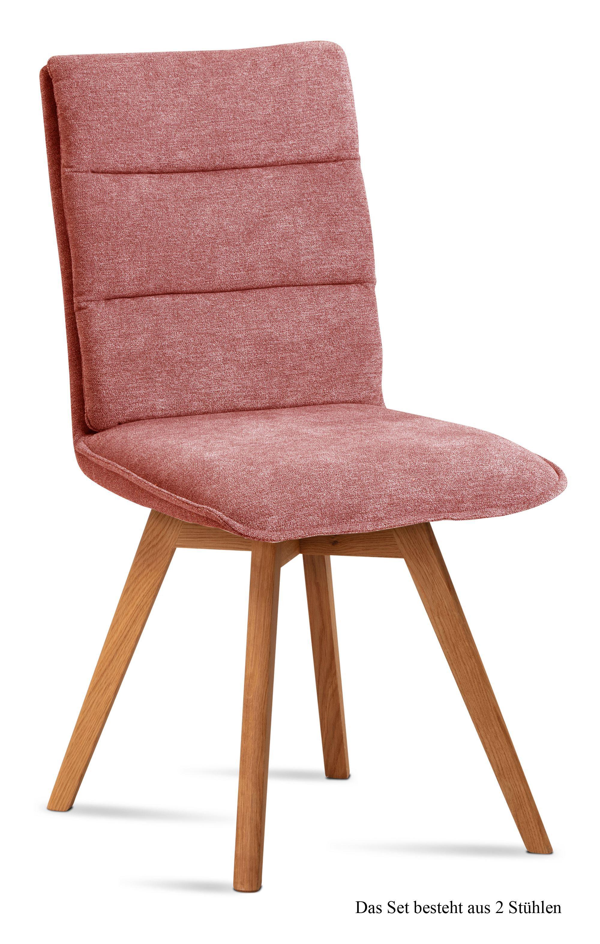 ESSZIMMERSTUHL (2er-Set) Dobra 47x92x60 Eiche geölt/Rosewood - Eichefarben/Dunkelrosa, Kunststoff (60/92/47cm) - 58aufmkessel
