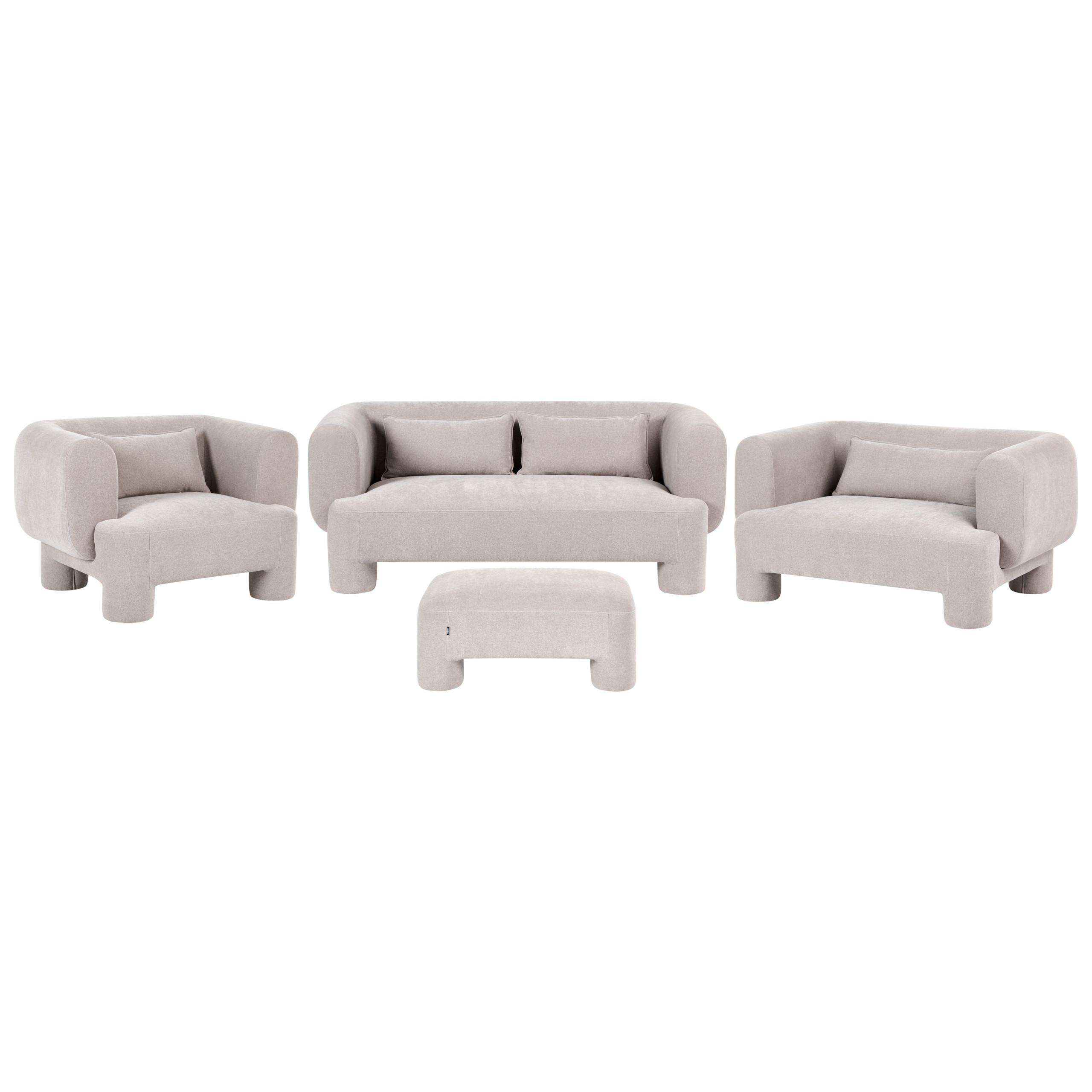 SOFA-SET 6-Sitzer Stoff Beige mit Ottomane Hogbo - Beige, Textil (180/73/93cm) - Beliani