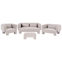 SOFA-SET 6-Sitzer Stoff Beige mit Ottomane Hogbo - Beige, Textil (180/73/93cm) - Beliani