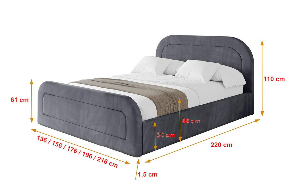 POLSTERBETT mit Bettkasten, Fußteil und Lattenrost, Boxbett ohne Matratze - LERAY-Z 120x200 Dunkelgrau - Dunkelgrau, Holzwerkstoff/Textil (120/200cm) - ALTDECOR