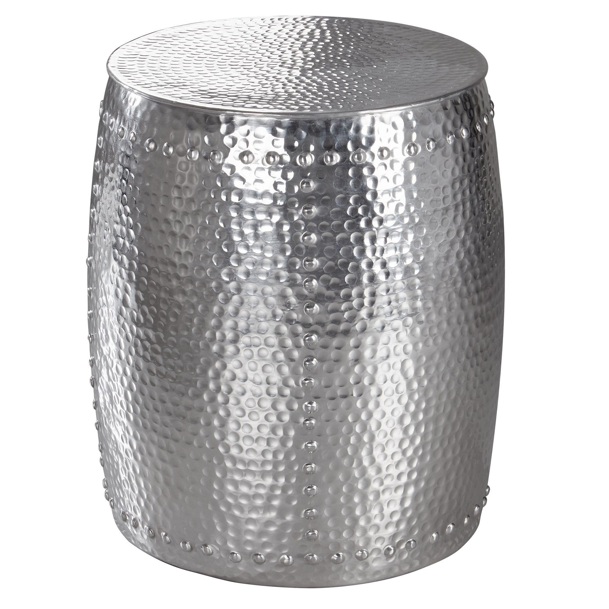 BEISTELLTISCH – Rund Aluminium Silber Hammerschlag 42x49x42 cm orientalisch klein - Silberfarben, Metall (42/42/49cm) - KADIMA DESIGN