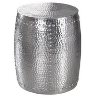 BEISTELLTISCH – Rund Aluminium Silber Hammerschlag 42x49x42 cm orientalisch klein - Silberfarben, Metall (42/42/49cm) - KADIMA DESIGN