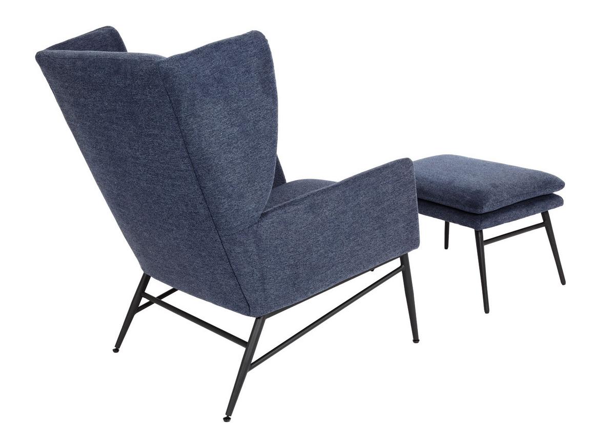 LOUNGE-SESSEL MIT OTTOMANE Blau - Blau, Textil (73/96/82cm) - MCW
