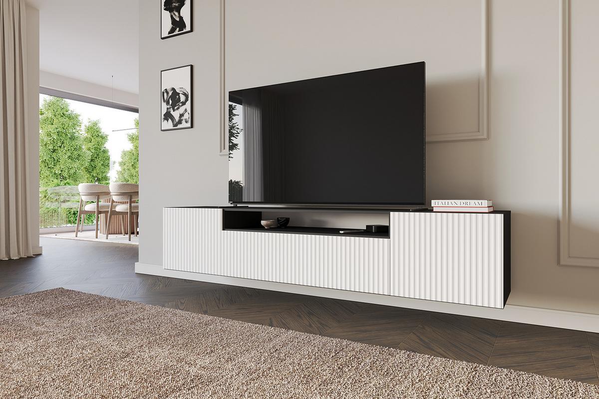LOWBOARD NOA-2-W 200x40x41 cm - Schwarz / Weiß - Schwarz, Holzwerkstoff (200/40/41cm) - ALTDECOR