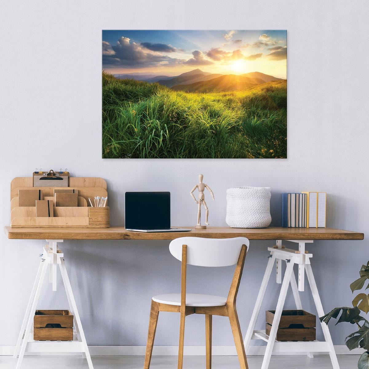 BILDER Landschaft Berge 120x80 - Multicolor, Holzwerkstoff (120/80cm) - Wallarena