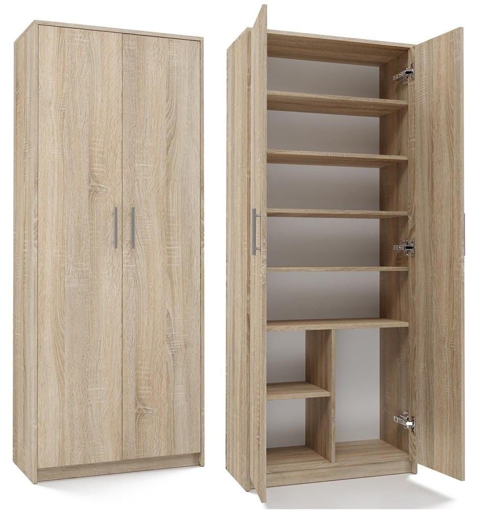 STANDREGAL OLIV mit Türen und 8 Fächern - Sonoma Eiche, Holzwerkstoff (74/180/35cm) - RAUMHIRSCH FURNITURE