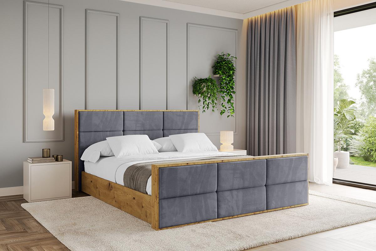 POLSTERBETT mit Bettkasten, Fußteil und Lattenrost, Boxbett ohne Matratze - ENZO1-Z 180x200 Dunkelgrau - Dunkelgrau, Holzwerkstoff/Textil (180/200cm) - ALTDECOR
