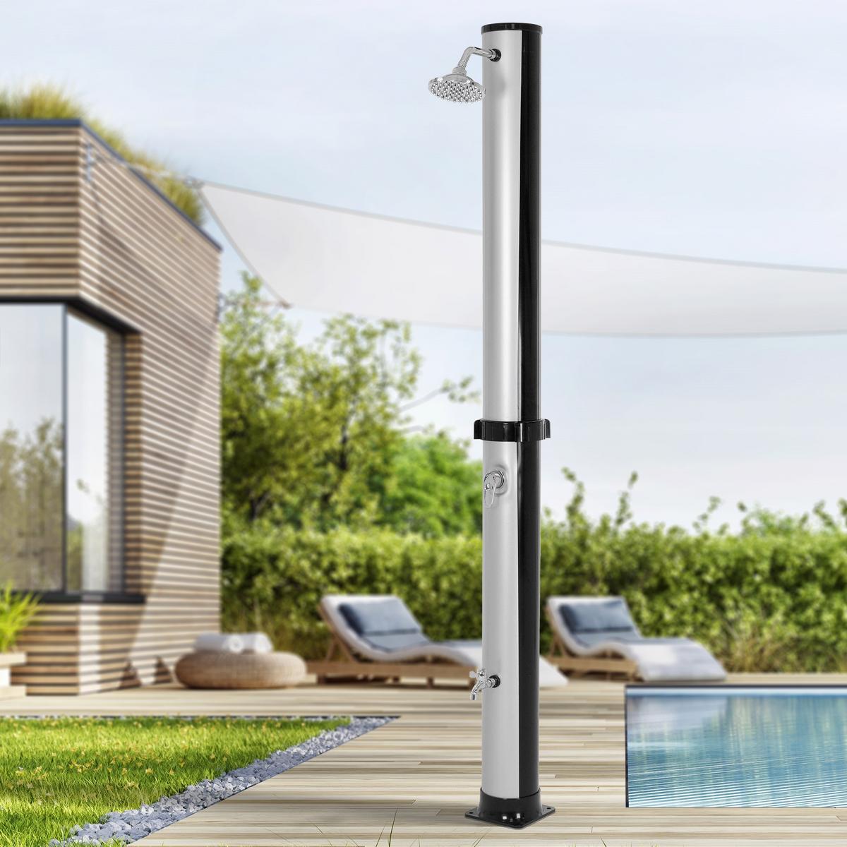 SOLARDUSCHE 35L 217 cm Silber-Schwarz rund - Silberfarben, Kunststoff (15.5/217.5/19cm) - ML-DESIGN