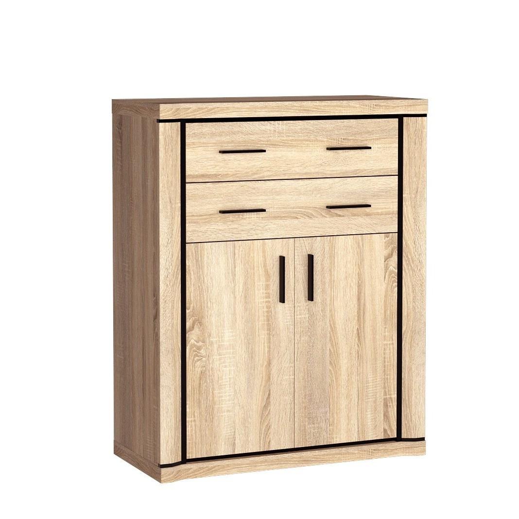KOMMODE MALAGA 97/123/45cm mit 4 Schubladen 2 Türen Sonoma Eiche - Sonoma Eiche, Holzwerkstoff (97/123/45cm) - MASSENO