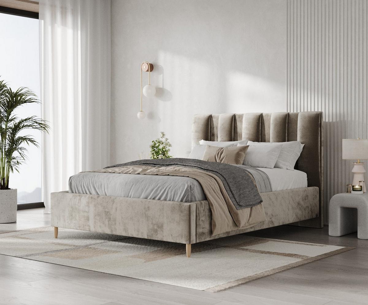POLSTERBETT Loom 120/200 cm Beige im Lotta Stoff - Beige/Naturfarben, Holz/Holzwerkstoff (120/200cm) - AltaBeds