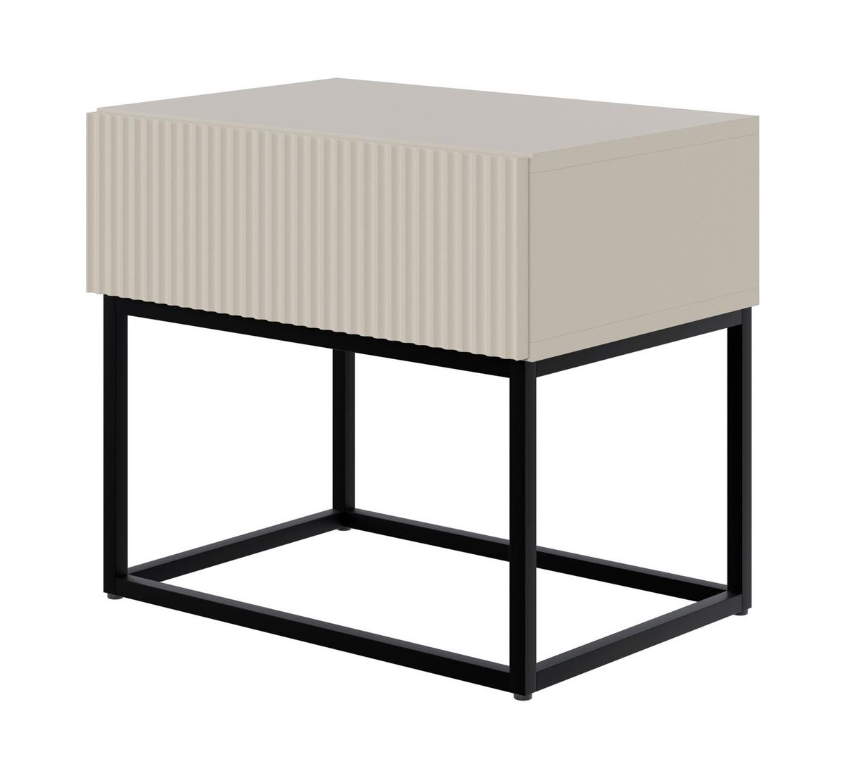 NACHTSCHRANK Veldio Graubeige mit schwarzen Beinen 50 cm - Taupe/Greige, Holzwerkstoff/Metall (50/44/35.6cm) - Selsey