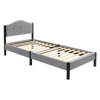 POLSTERBETT 90x200 cm Grau mit Lattenrost und Leinenstoff - Grau, Holzwerkstoff/Textil (90/200cm) - ML-DESIGN