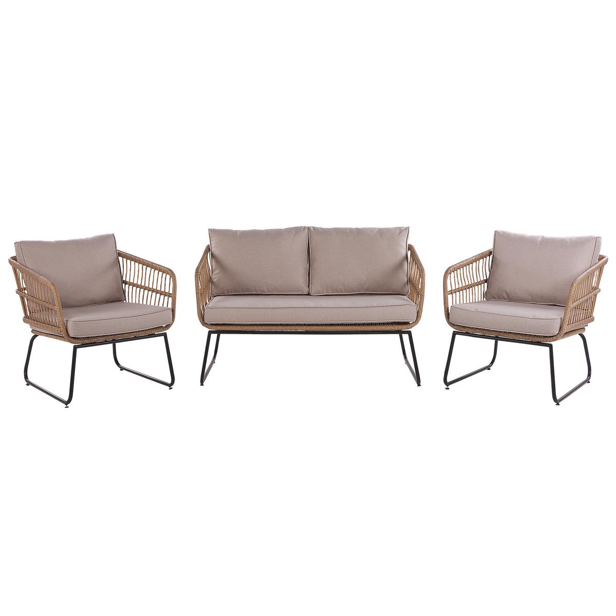 GARTENMÖBEL-SET 4-Sitzer Rattan Beige Ravello - Beige, Kunststoff - Beliani