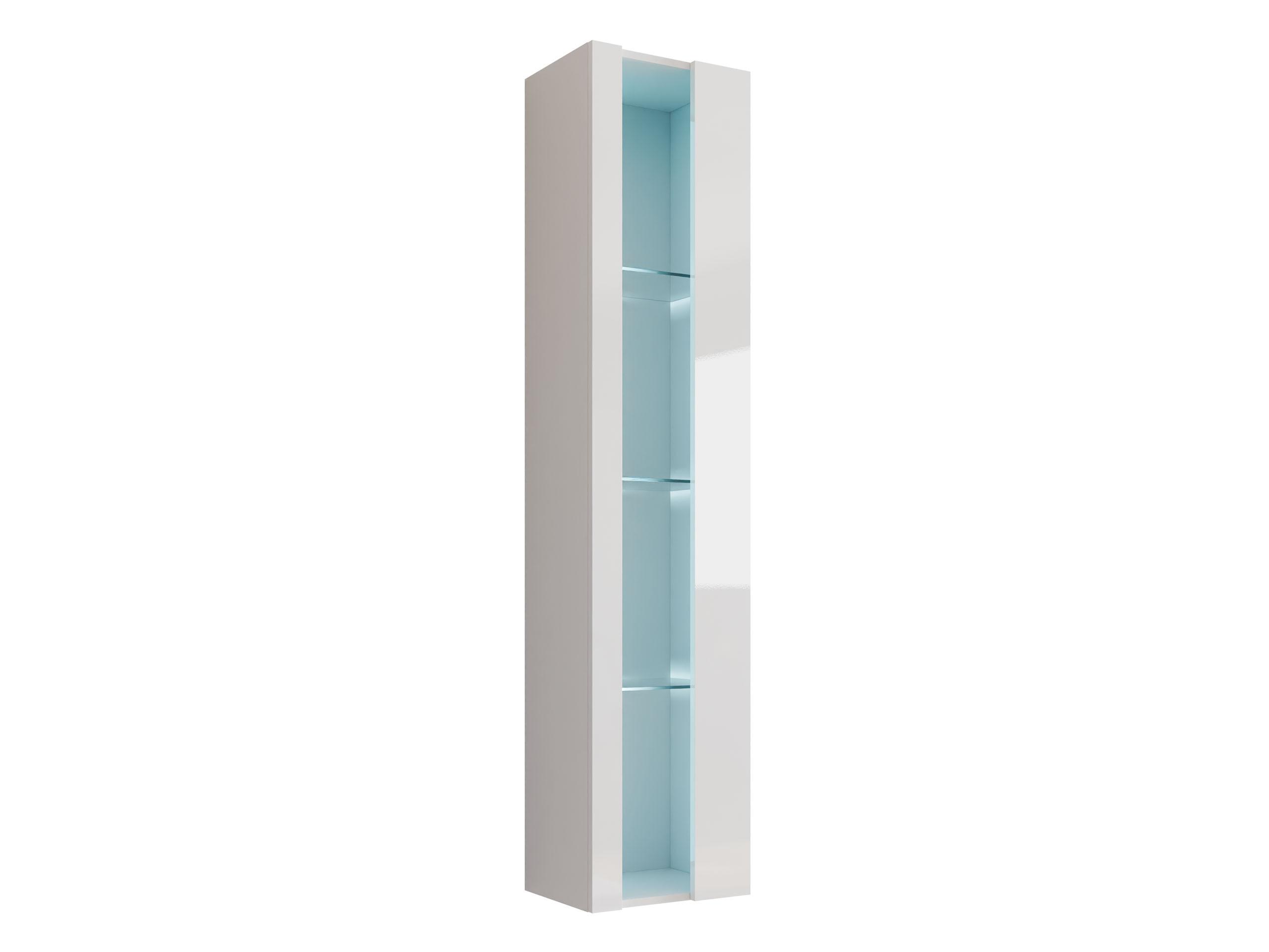 HÄNGEVITRINE 180 Vigo New mit weißer LED Beleuchtung - Weiß Hochglanz/Weiß, Holzwerkstoff (40/180/30cm) - MIRJAN24