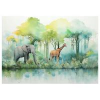 FOTOTAPETE Kinderzimmer Dschungel Vliestapete Tapete 150x105 - Multicolor, Papier (150/105cm) - Wallarena