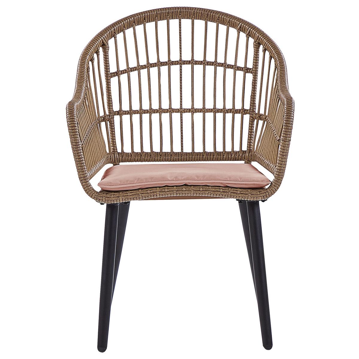 GARTENMÖBEL SET 6-Sitzer Rattan natürlich Auflagen rosa Aliano II - Pink/Beige, Kunststoff - Beliani