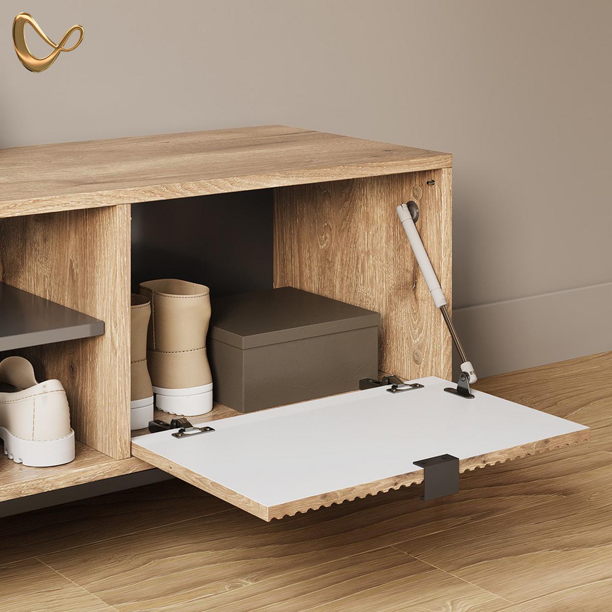SCHUHSCHRANK Aterno Viking Oak 100 x 45 cm mit Klapptür - Eichefarben, Holzwerkstoff (100/45/40cm) - Livinity®