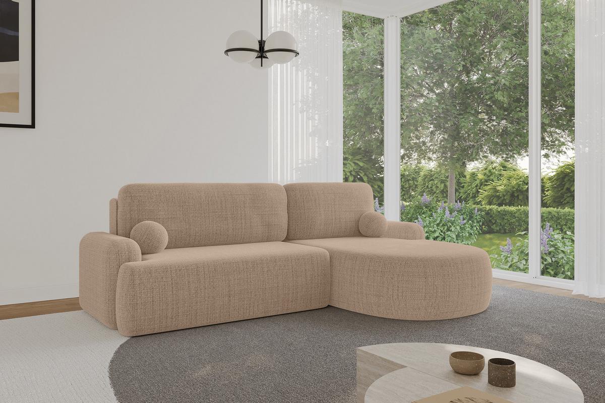 ECKSOFA mit Schlaffunktion und Bettkasten LIRA-L - 264x172x89 Dunkelbeige - Sahara, Holzwerkstoff/Textil (172/264cm) - ALTDECOR