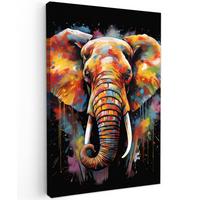 LEINWANDBILD Elefant - Graffiti - Schwarz - Tiere - Farben Deko Wohnzimmer 20x30 cm - Schwarz, Textil (20/30cm) - MuchoWow