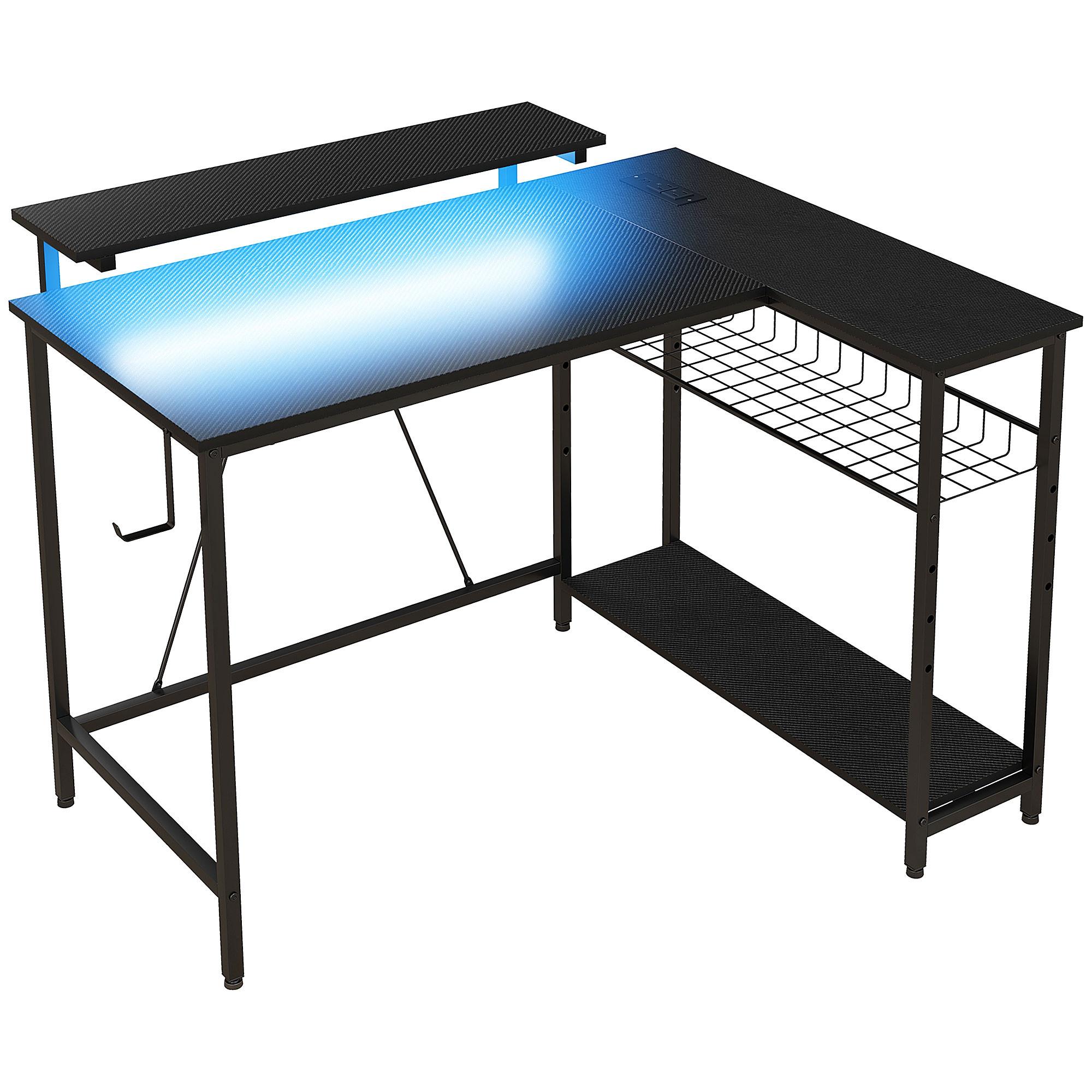 ECKSCHREIBTISCH Spanplatte Schwarz - Schwarz, Holzwerkstoff (107/80/90cm) - HOMCOM