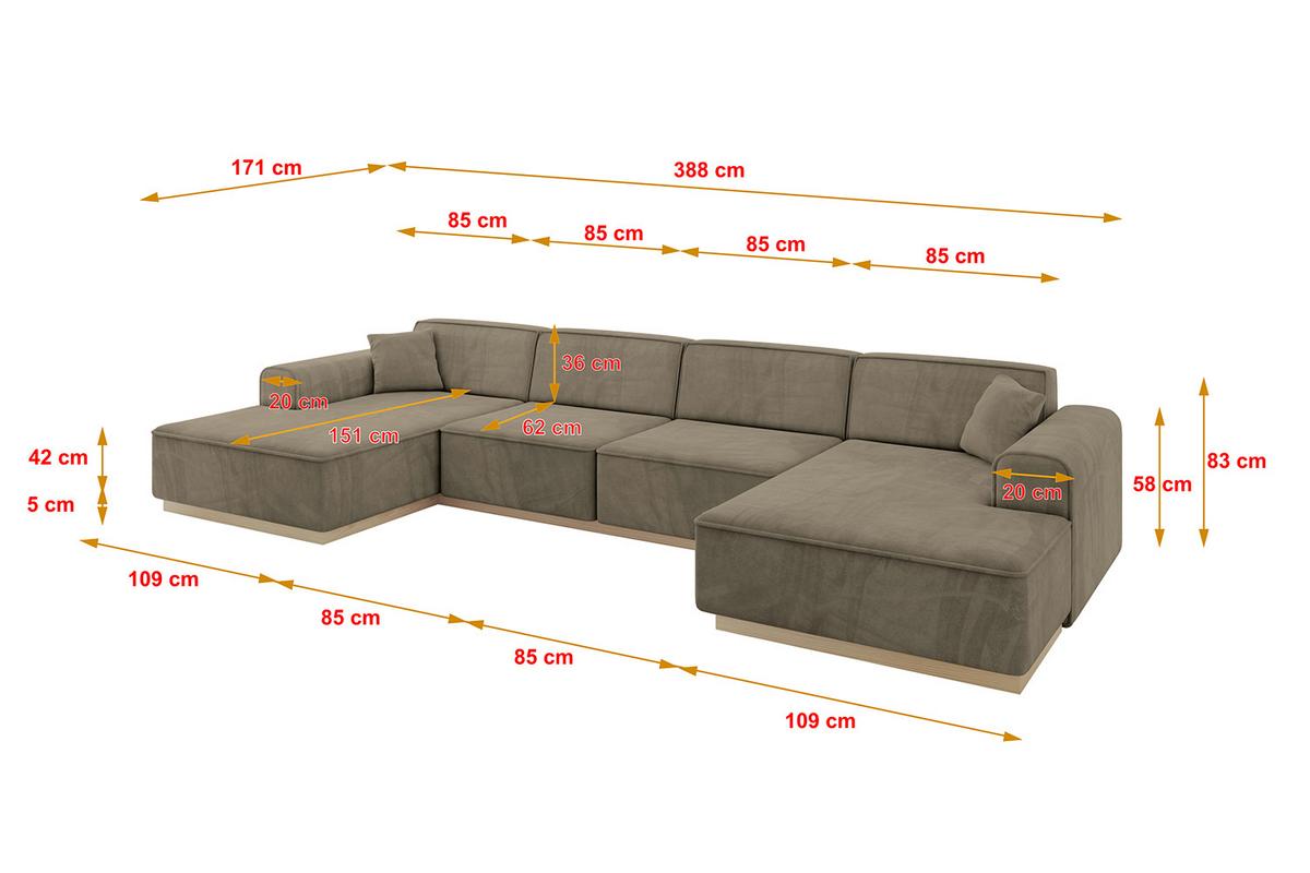 WOHNLANDSCHAFT IREA-U2 - 388x171x83 cm Braun - Braun, Holzwerkstoff/Textil (388/83/171cm) - ALTDECOR