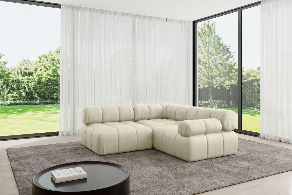ECKSOFA modulares Sofa Mende-L1 - 190x190x70 cm Beige Velours - Beige, Holzwerkstoff/Textil (190/190cm) - ALTDECOR