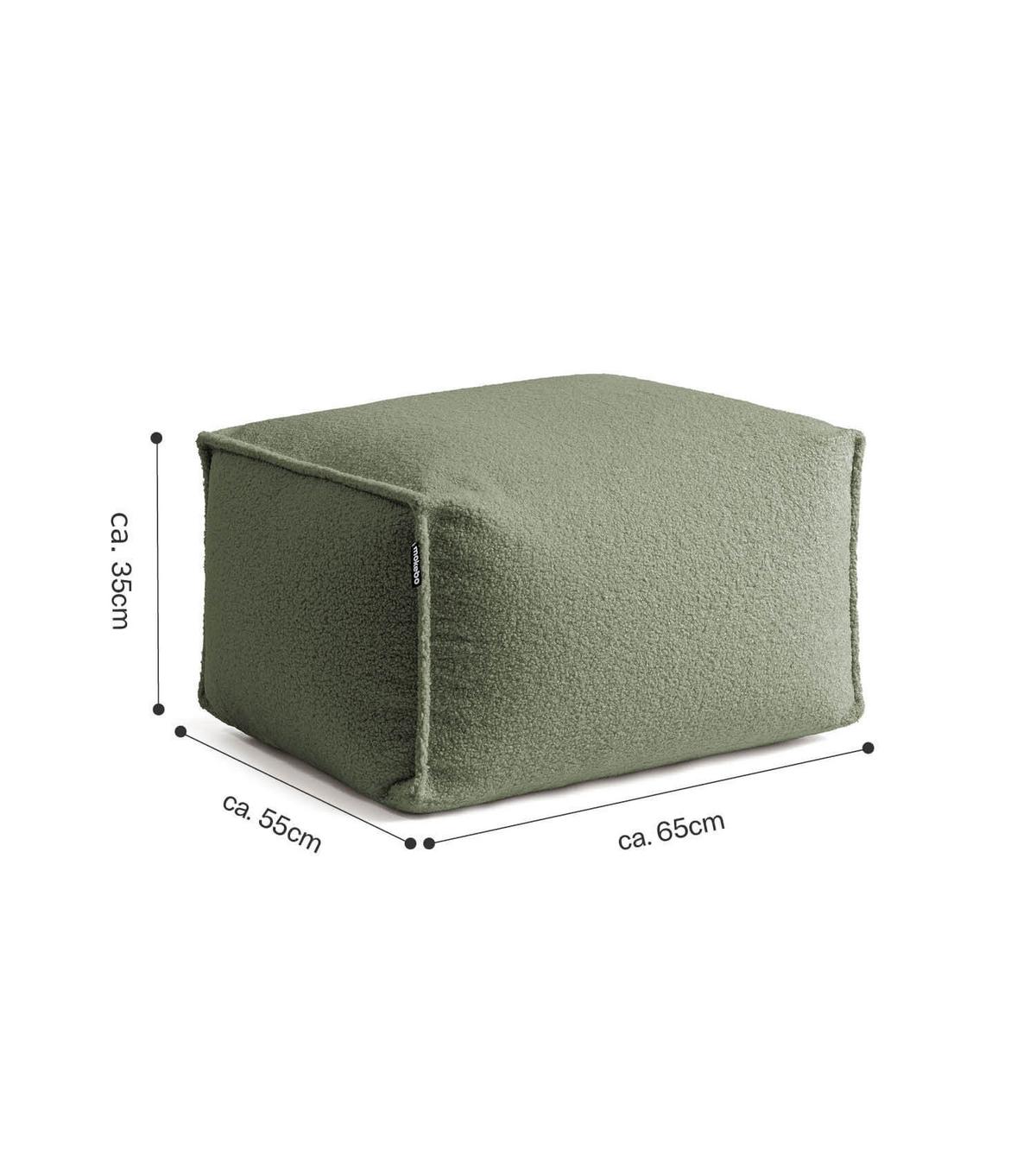 POUF Bouclé Block - Grün, Textil (55/65/35cm) - Mokebo