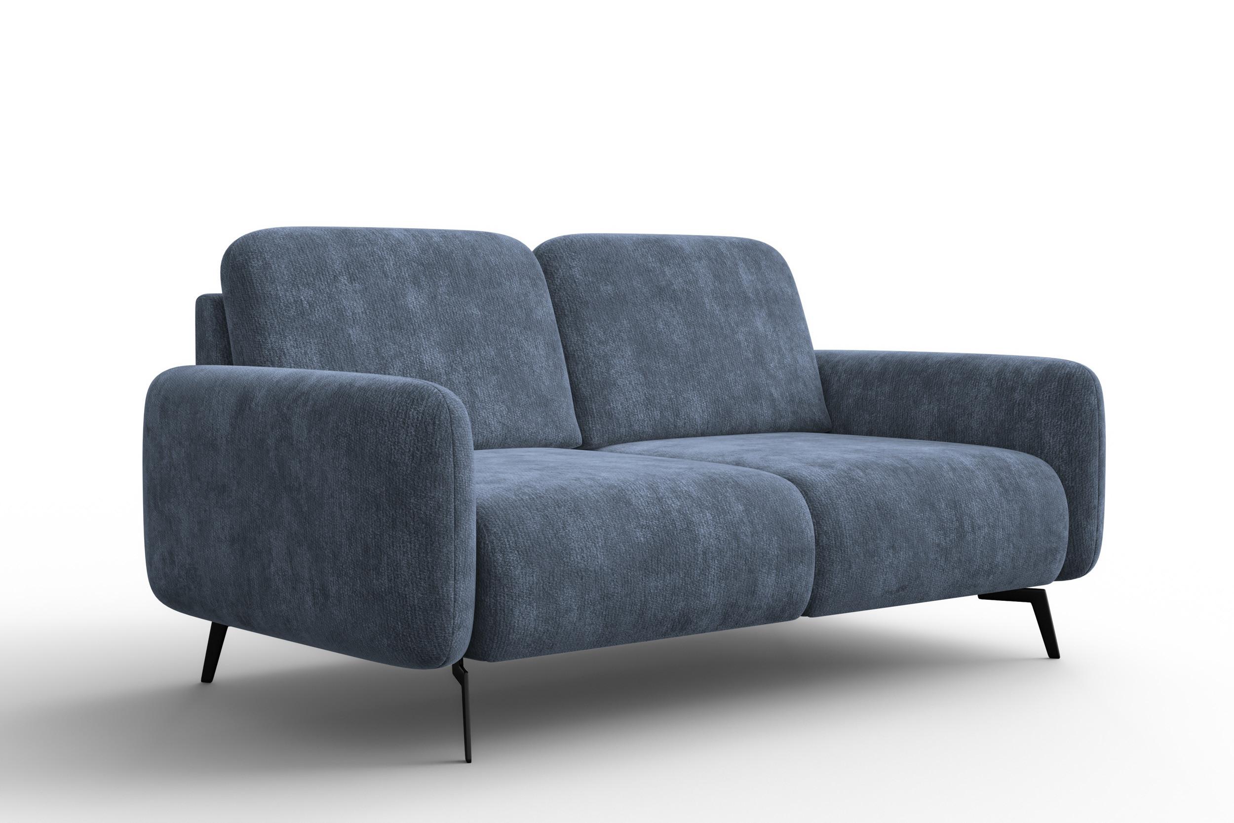 SOFA FEBE 2-Sitzer, hellgrauer Chenille-Stoff - Hellgrau/Schwarz, Holz/Textil (160/82/96cm) - Wozimo