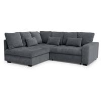 ECKSCHLAFSOFA Ramo mit Bettkasten, Topper gratis, Dunkelgrau, links - Dunkelgrau/Schwarz, Textil (190/229cm) - Beautysofa
