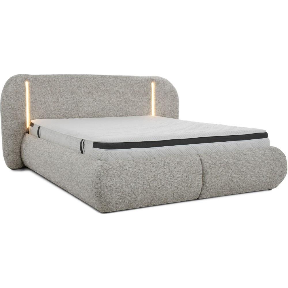 POLSTERBETT Corfu mit LED-Beleuchtung, mit Bettkasten, rundliche Formen, 140x200, Cappuccino - Cappuccino, Textil/Metall (140/200cm) - Beautysofa