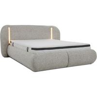 POLSTERBETT Corfu mit LED-Beleuchtung, mit Bettkasten, rundliche Formen, 180x200, Cappuccino - Cappuccino, Textil/Metall (180/200cm) - Beautysofa