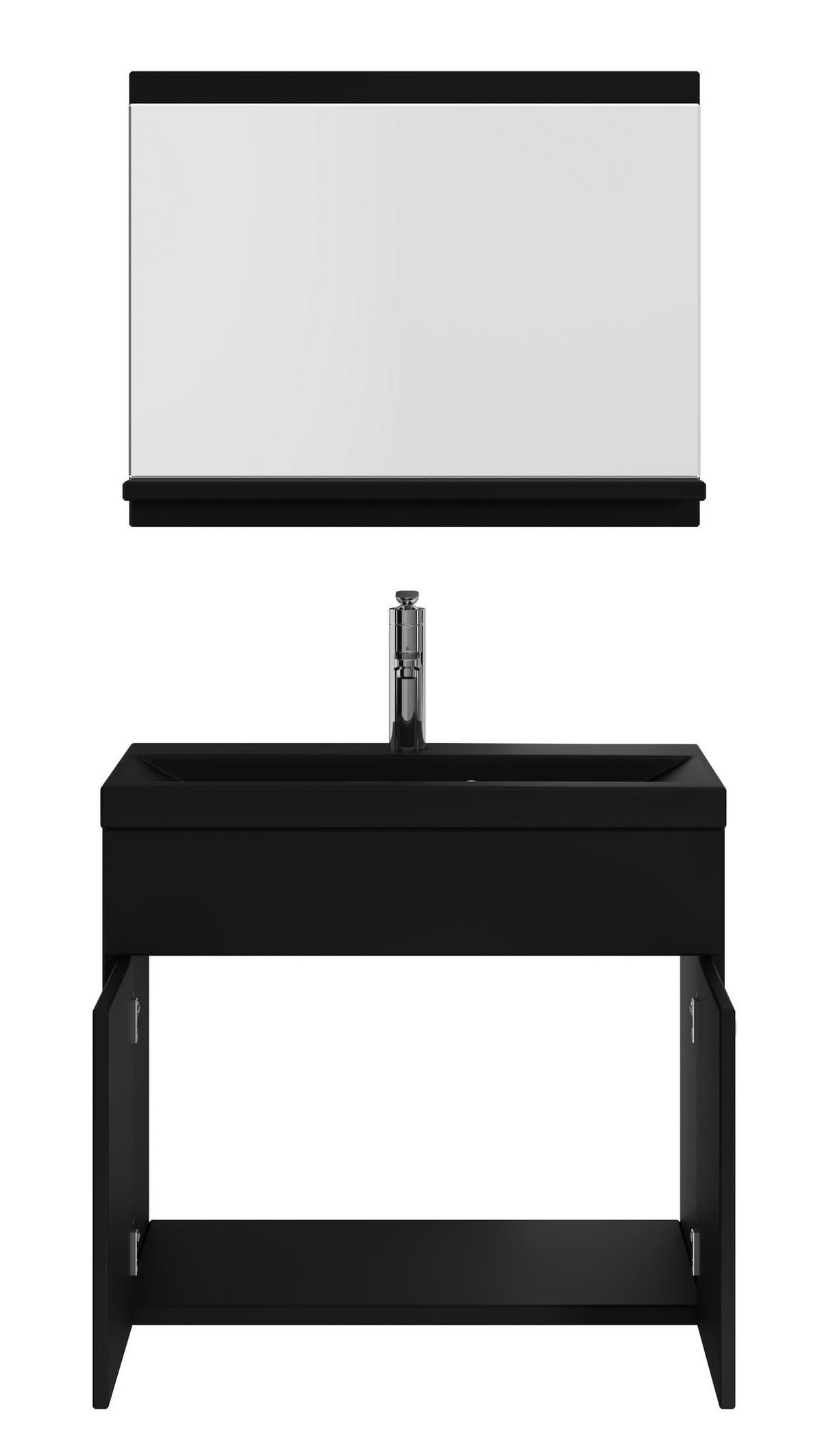 BADMÖBEL-SET Montreal 3 Teile Schwarz Matt - Schwarze Waschbecken - 60 x 35 x 51 cm - Schwarz, Holz (60/51/35cm) - Badplaats