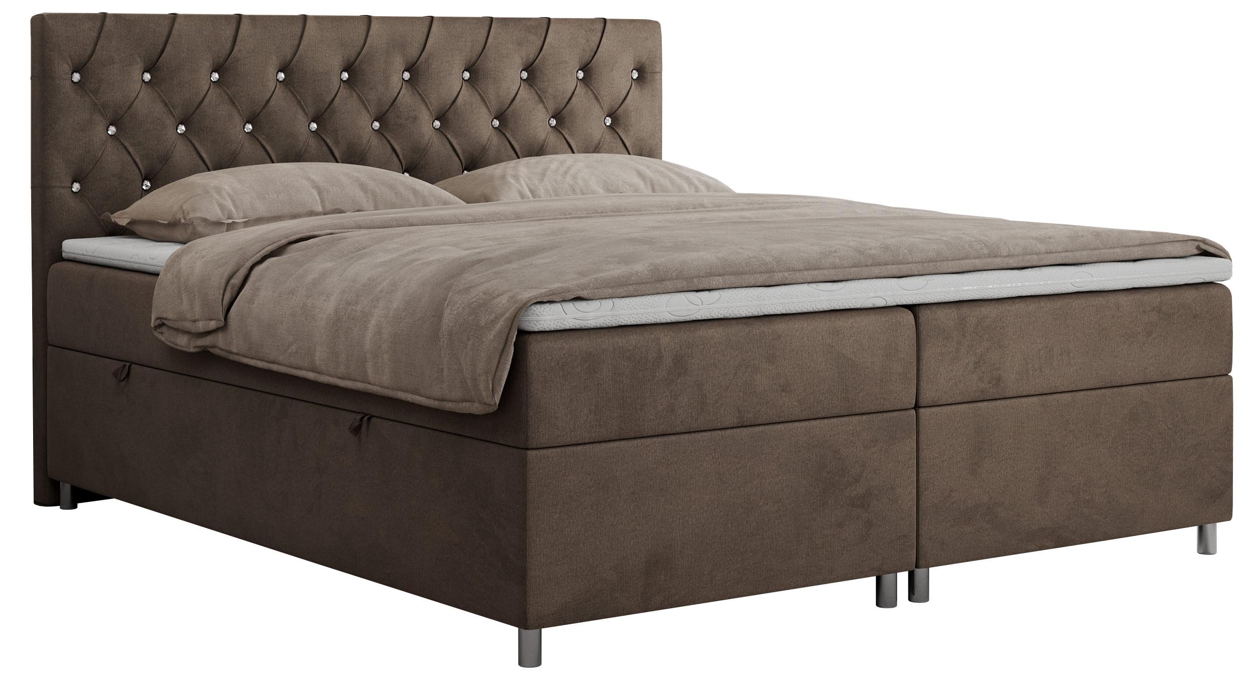 BOXBETT ROMA 140/200 - Braun Velvet - H4 - Braun, Holz/Textil (140/200cm)
