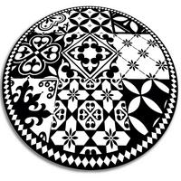 VINYL TEPPICH Ø100 cm Portugiesisches Muster - Schwarz/Weiß, Kunststoff (100/100cm) - TULUP