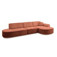 ECKSOFA Ottomane Rechts MARI-L2-v1 - 328x171x83 cm Koralle Velours - Koralle, Holzwerkstoff/Textil (171/328cm) - ALTDECOR