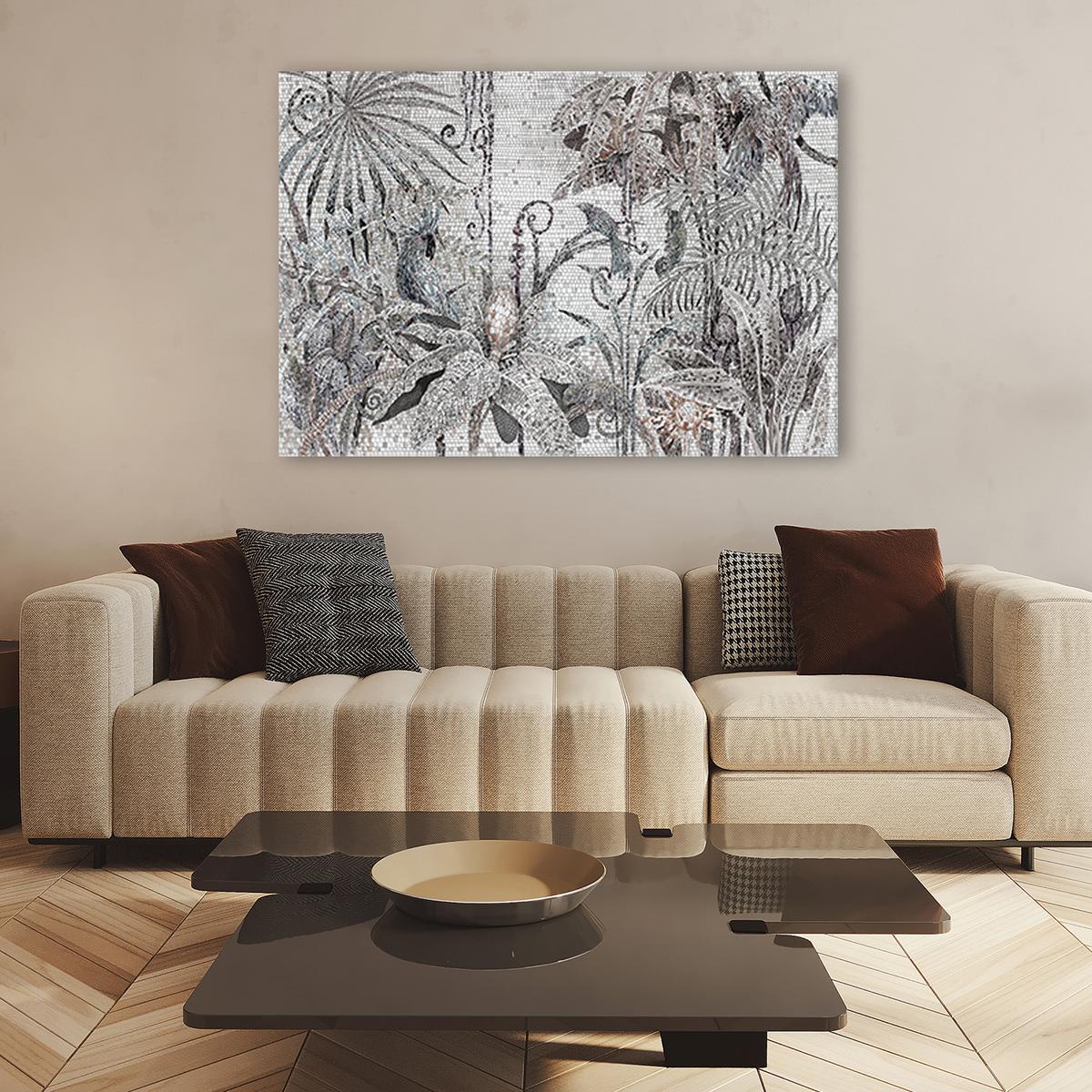 WANDBILD mosaik dschungel - Silberfarben, Textil (60/40cm) - Feeby