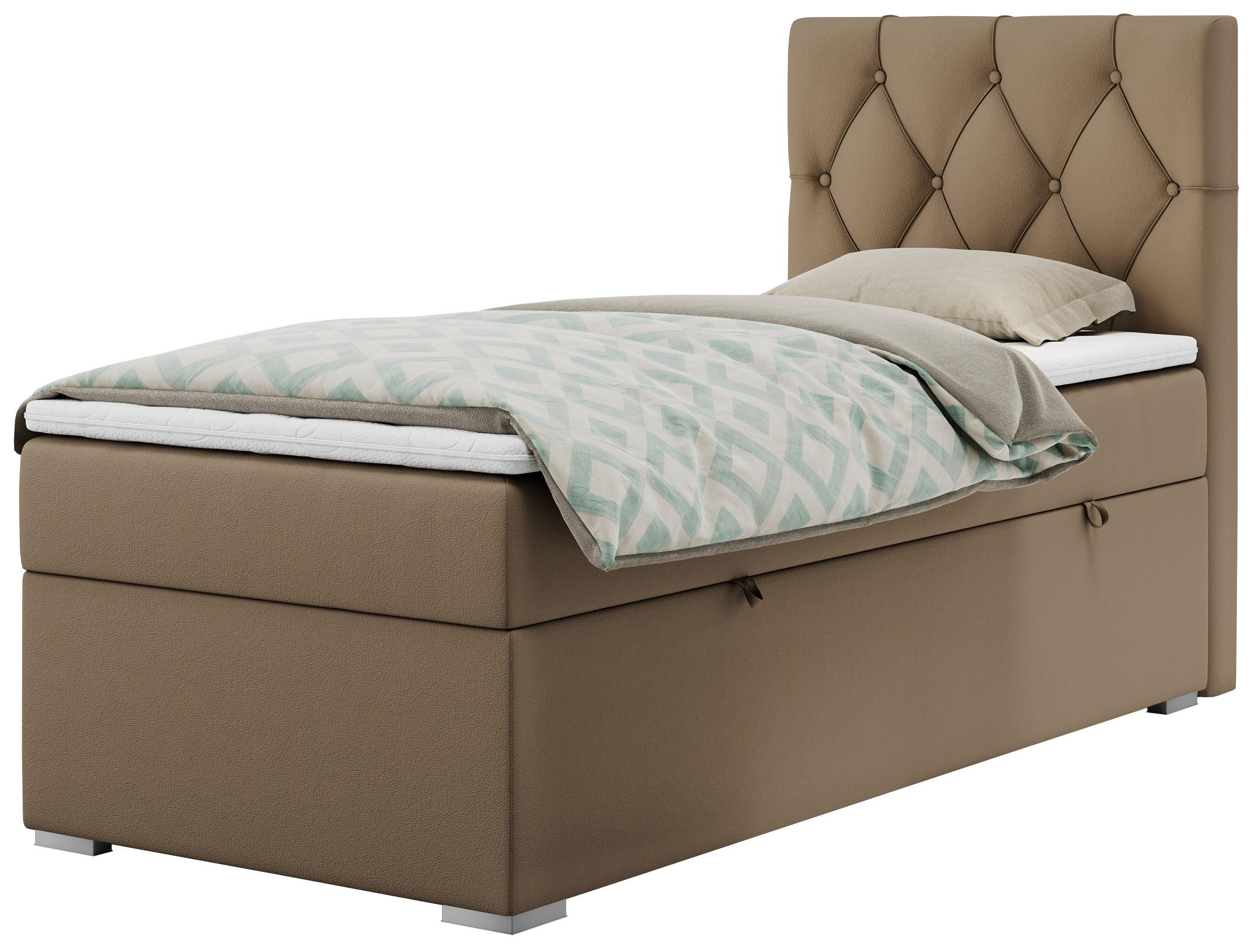 BOXBETT ALDA 90/200 Braun Kunstleder - H3 - Rechts Seite - Braun, Holz/Textil (90/200cm) - MKS