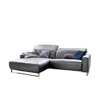 ECKSOFA MIT SITZTIEFENVERSTELLUNG YORK Hellgrau Leder Relaxfunktion - Silberfarben/Hellgrau, Leder (284/111cm) - KAWOLA
