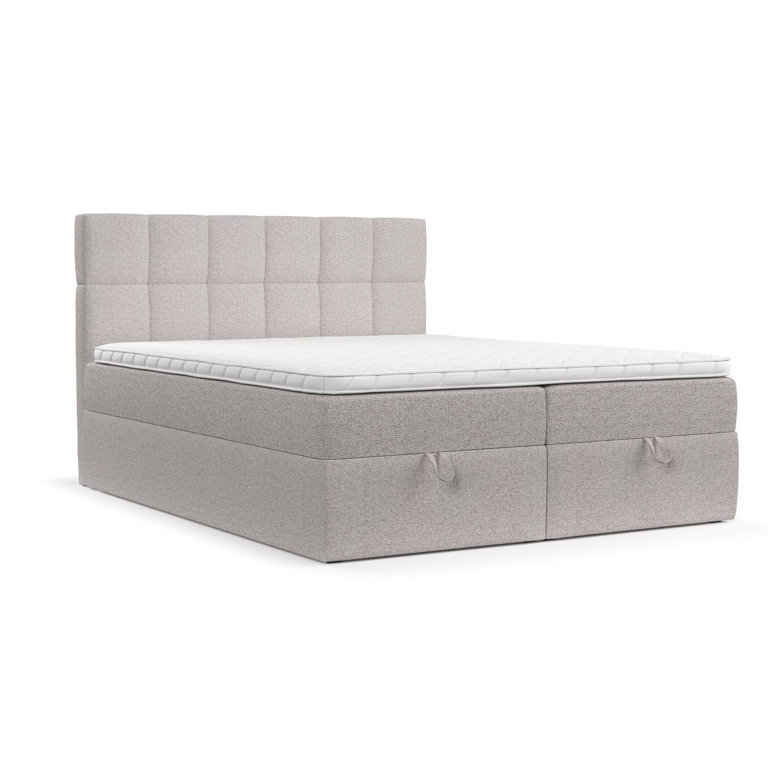BOXBETT Savio 200/200 cm Beige im Riva Stoff - Beige/Schwarz, Holz/Holzwerkstoff (200/200cm) - AltaBeds
