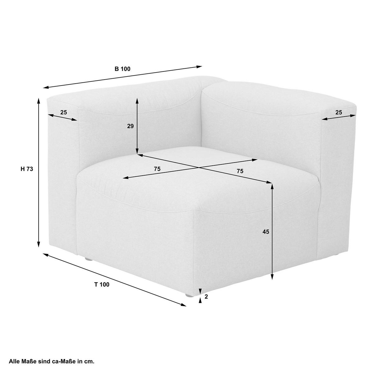 SOFA Element Armlehne links Kattrina Flachgewebe creme - Creme, Kunststoff (100/73/100cm) - 58aufmkessel