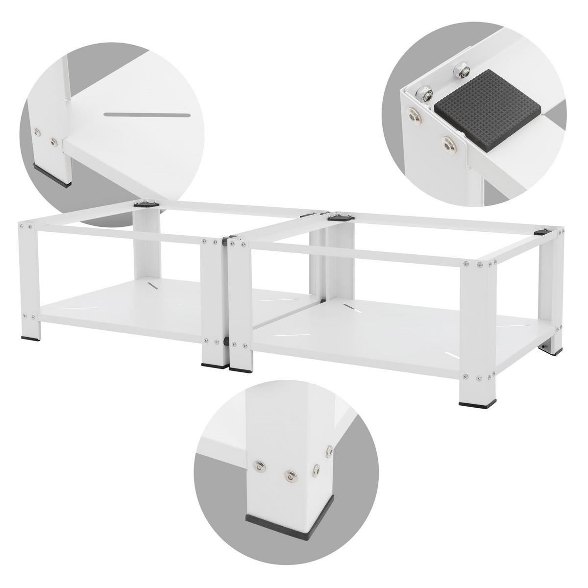 DOPPEL WASCHMASCHINEN UNTERGESTELL mit 2 Ablagen Weiß 128x54 cm aus Stahl - Weiß, Metall (128/32/54cm) - ML-DESIGN