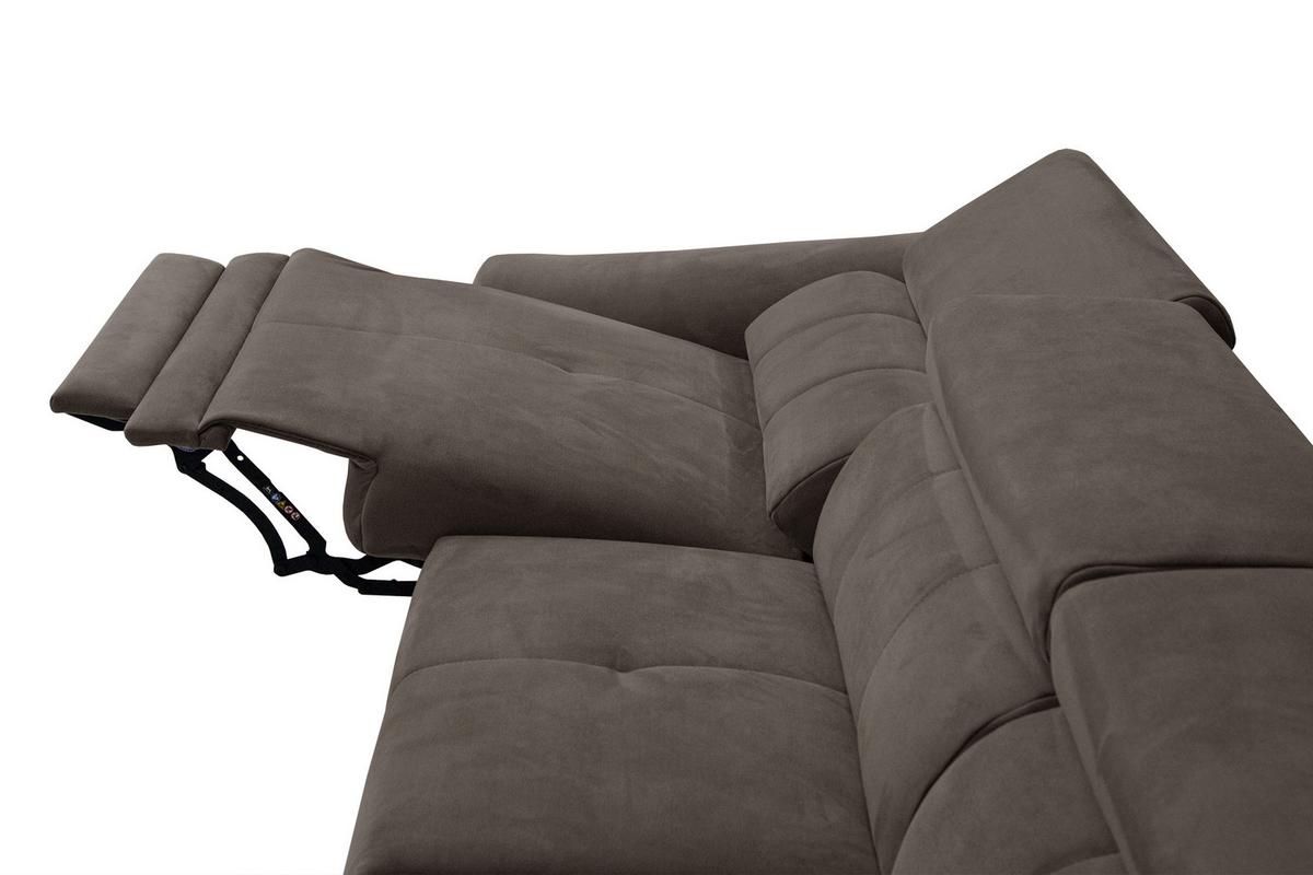 ECKSOFA LARS 5-Sitzer, 1 Relax, verstellbare Kopfstützen, taupe - Taupe/Schwarz, Holzwerkstoff/Textil (284/201cm) - Wozimo