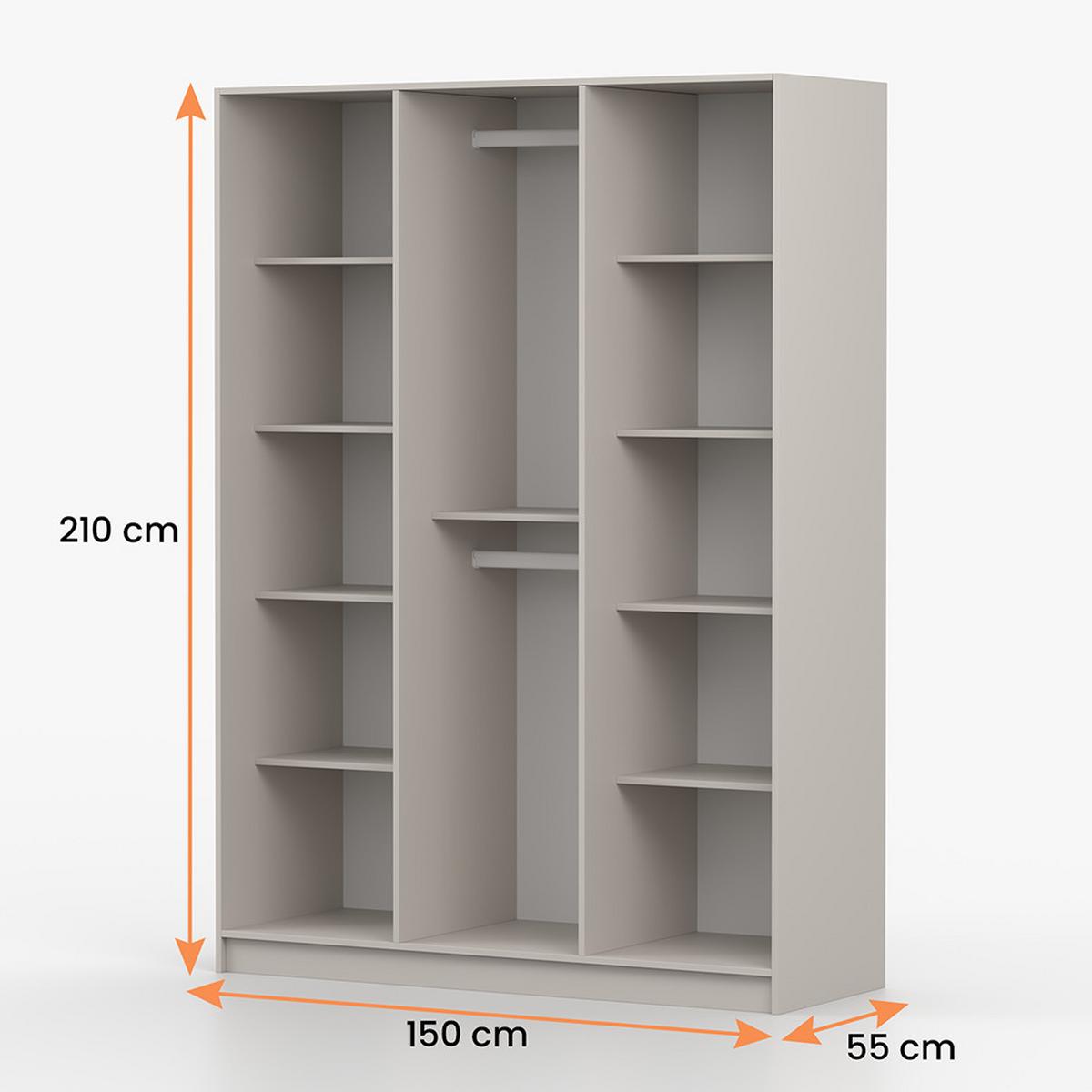 DREHTÜRENSCHRANK ROSA 3D 150/210/55, 3-türig, Kaschmir - Kaschmir, Holzwerkstoff (150/210/55cm) - imoebel24