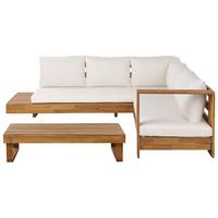 LOUNGE-SET 5-Sitzer Heller Holzfarbton Marettimo - Hellbraun/Weiß, Holz - Beliani