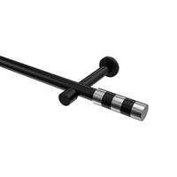 GARDINENSTANGE Prestige Mavell 320 cm (geteilt in 2 x 160 cm), 1-läufig (ohne Ringe), 20 mm Ø Schwarz - Chromfarben/Schwarz, Metall (320cm) - INTERDECO