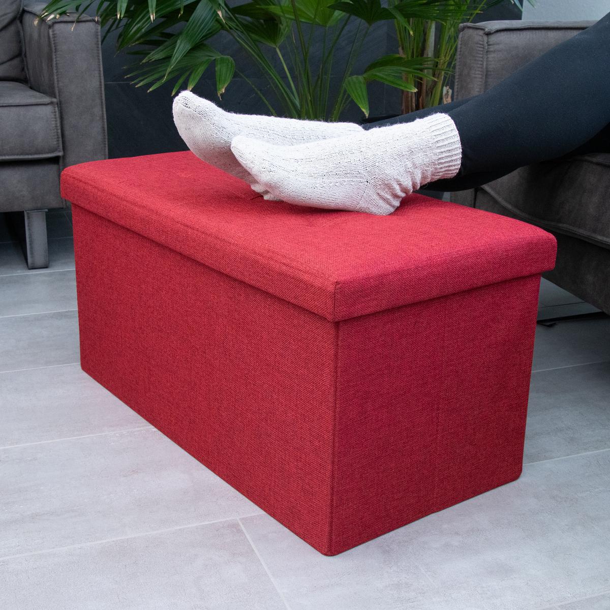 SITZTRUHE Faltbar 76/38/38 cm (Rot) - Rot, Textil (38/38/76cm) - Intirilife