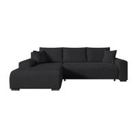 ECKSOFA Nelly mit Bettkasten und Schlaffunktion, Cordstoff in L-Form - Schwarz, Textil (270/185cm)