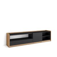 LOWBOARD, Schwarz Eiche, 207/37/50cm - Schwarz, Holzwerkstoff (207/50/37cm) - Skraut Home