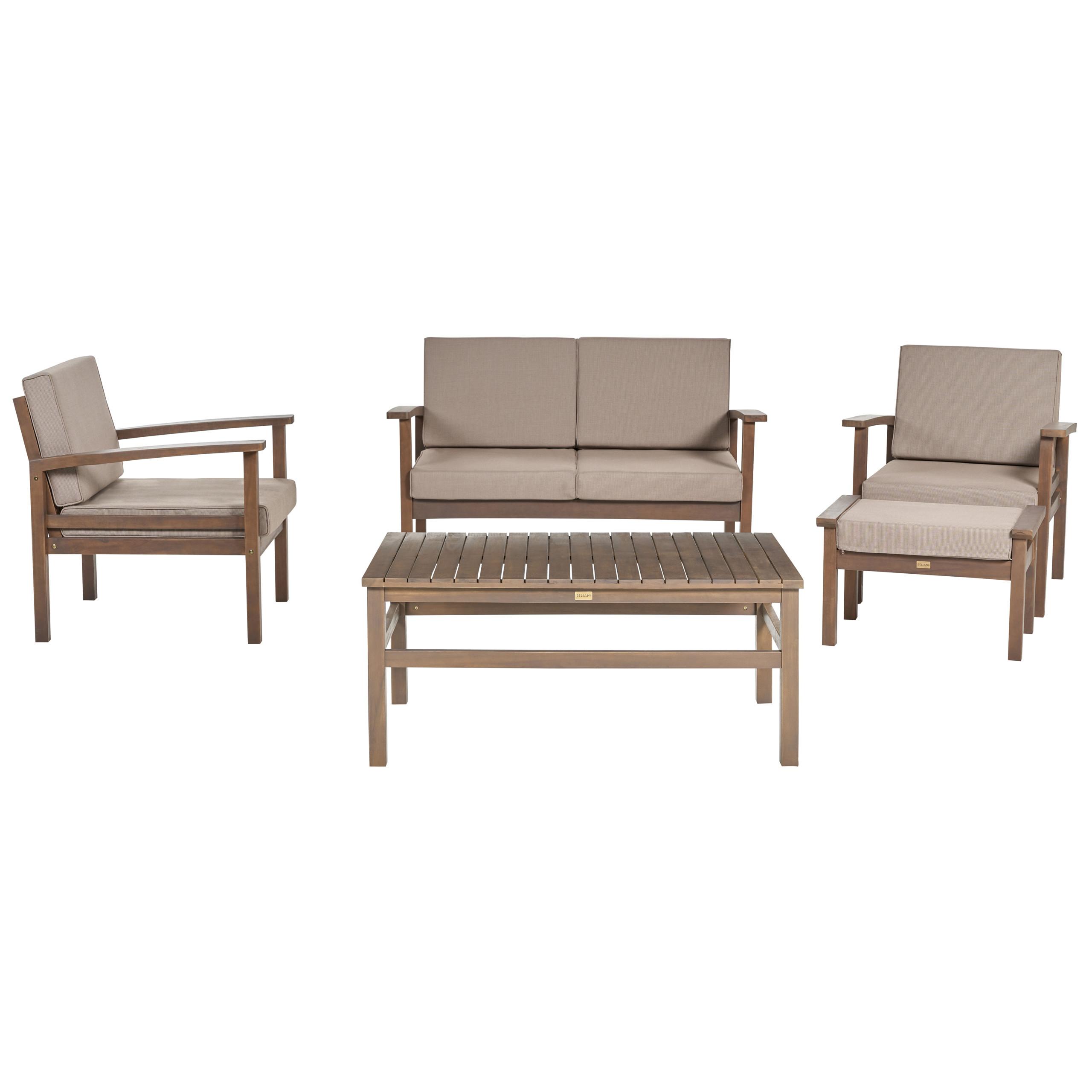 LOUNGE-SET 4-sitzer Akazienholz dunkelbraun Manila - Taupe/Dunkelbraun, Holz - Beliani