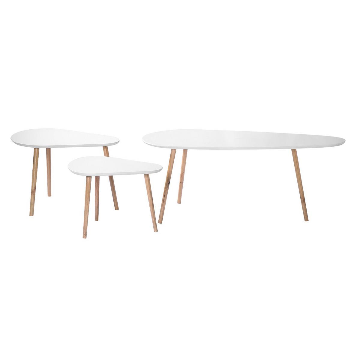 BEISTELLTISCH in weiß und in Holzoptik - 3er set - 103/50/42 cm - Weiß, Holzwerkstoff (56/50/42cm) - Calicosy